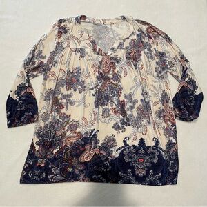Laura Scott blouse cream with paisley design, large